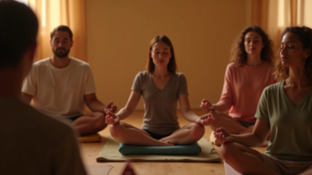 Groupe de personnes assises en cercle écoutant les vibrations des bols chantants